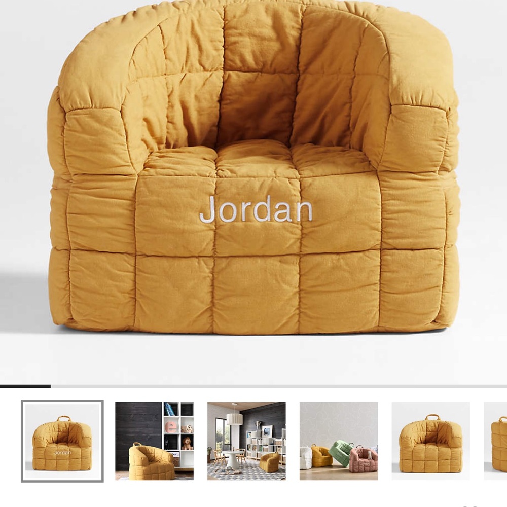 Large Savannah Yellow Kids Puffy Lounge Barrel Chair COVER (Crate & Barrel)